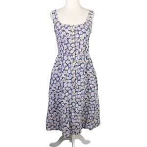Vintage 90s blue and lavender purple floral mini dress S
